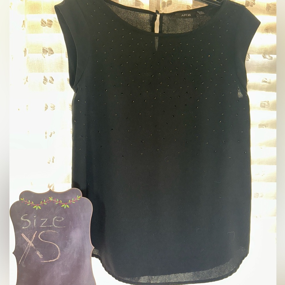 APT.9 Black dressy short sleeve size X-Small color black with black jewels